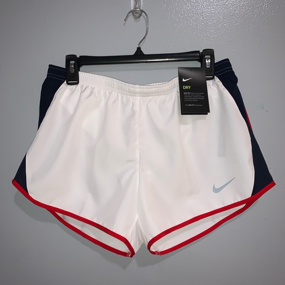 Nike Pants - Nike Tempo Running Shorts White Red And Navy Blue